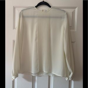 Vintage Liz Claiborne pleated off white blouse